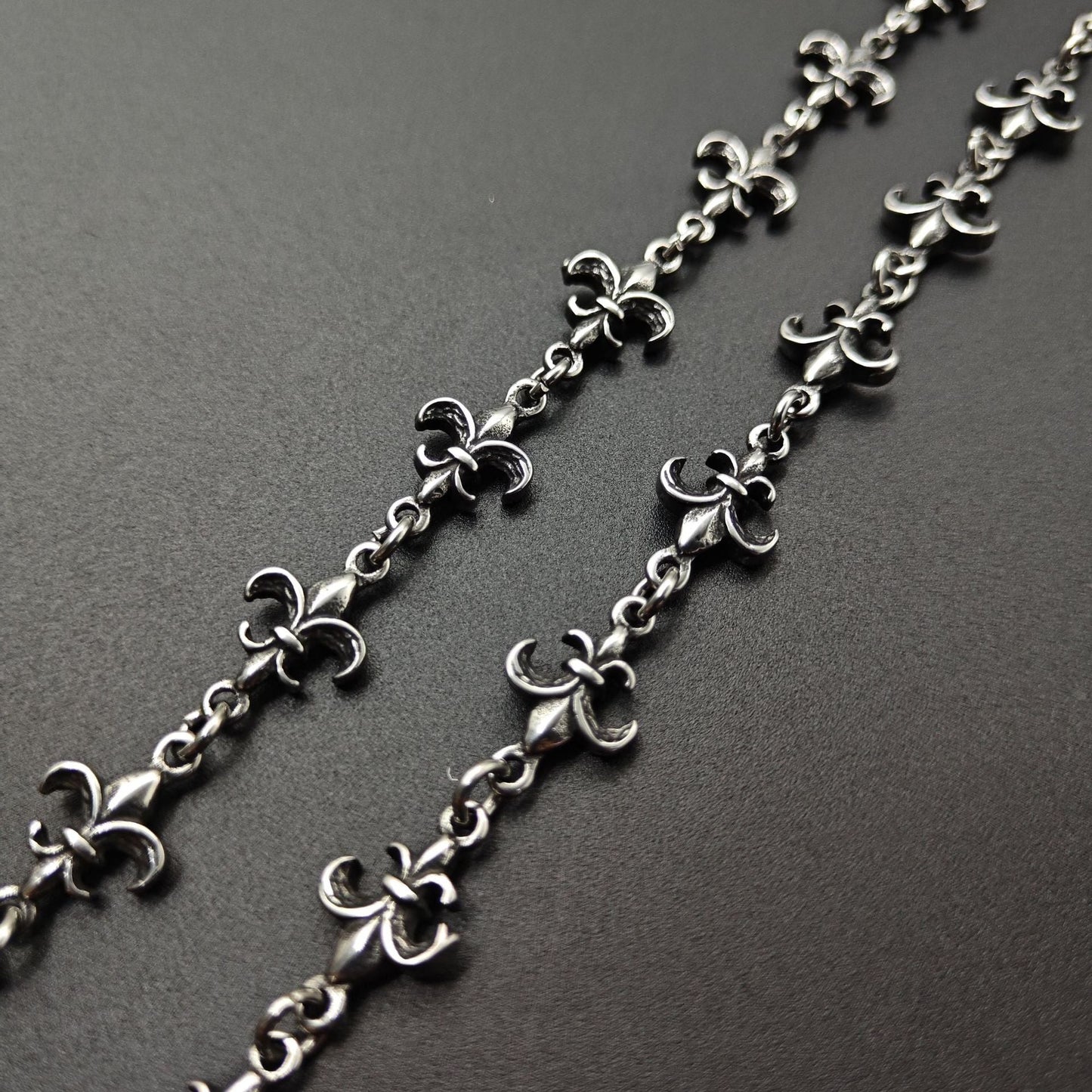 Chrome Hearts retro silver-toned fleur-de-lis link bracelet