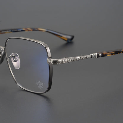 CHH Chrome Hearts Glasses Vintage Versatile Engraved Pure Titanium Square Glasses Frame