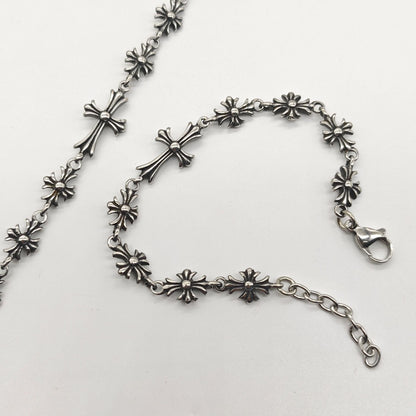 Chrome Hearts Sterling Silver Tiny E CH Plus Corss bracelet