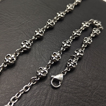 Chrome Hearts anchor flower ball Silver Sterling 925 bracelet