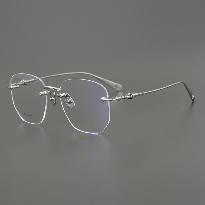 CHH Chrome Hearts Glasses Ultra Light Titanium Frameless Wide Myopia Glasses Frame