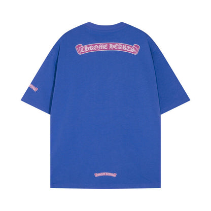 CHH Chrome Heart T Shirts Sanskrit cross print embroidery casual loose