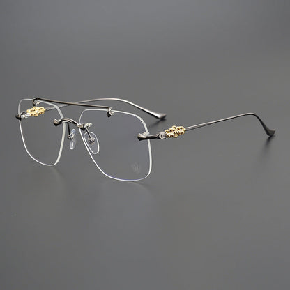CHH Chrome Hearts Glasses Fashion Double Beam Frameless Myopia Glasses Frame