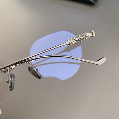 CHH Chrome Hearts Glasses Frameless Perforated Round Vintage Myopia Glasses Frame