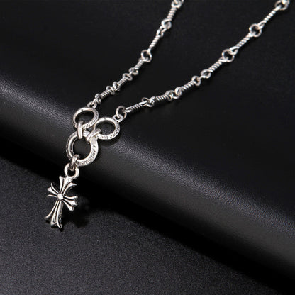 Chrome Hearts cross three-ring bamboo necklace