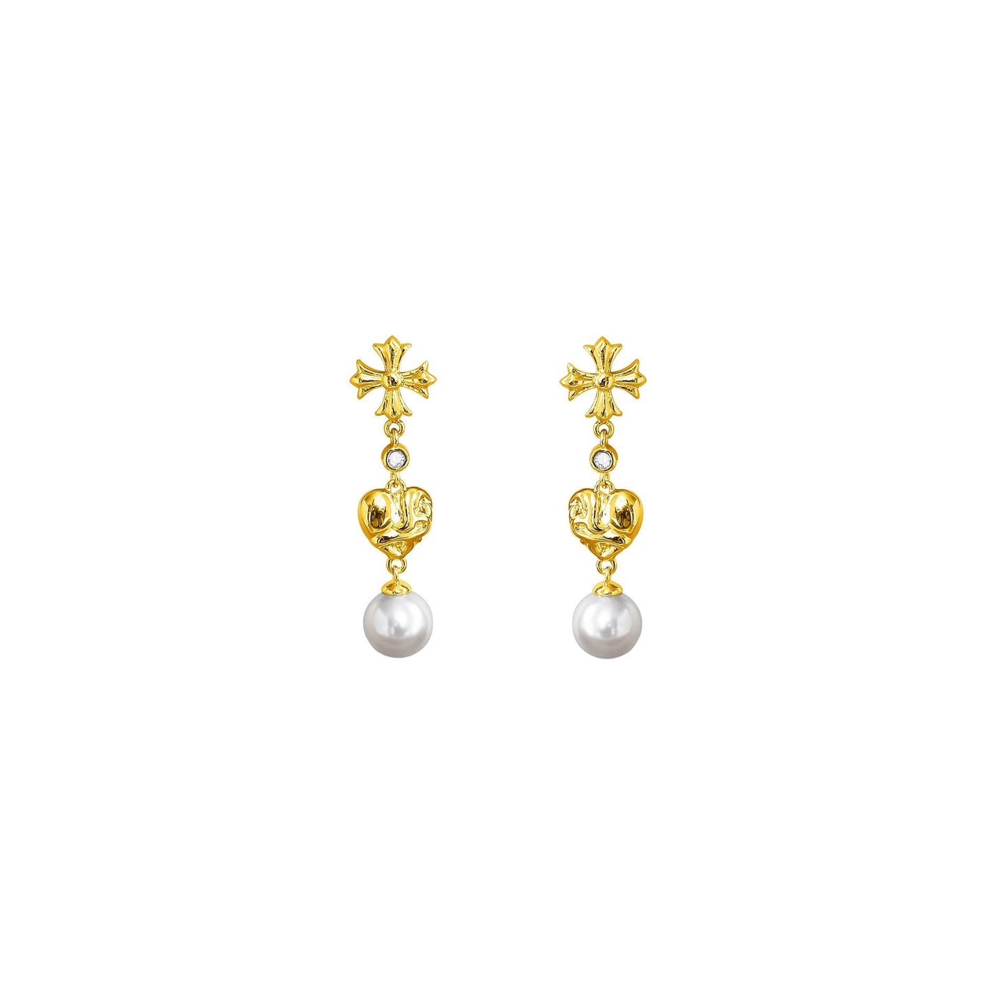 Chrome Hearts cross pearl earrings