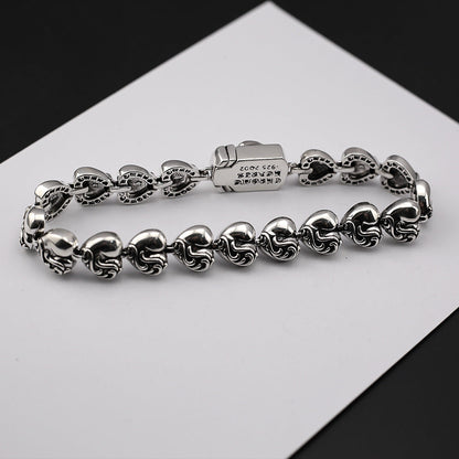 Chrome Hearts Retro Distressed Thron Heart Link ID Bracelet