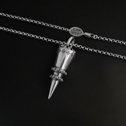 Chrome Hearts distressed cross rivet bullet pendant