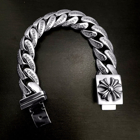Chrome Hearts Retro Plus Cross Box ID Classica chain Bracelet 925 silver