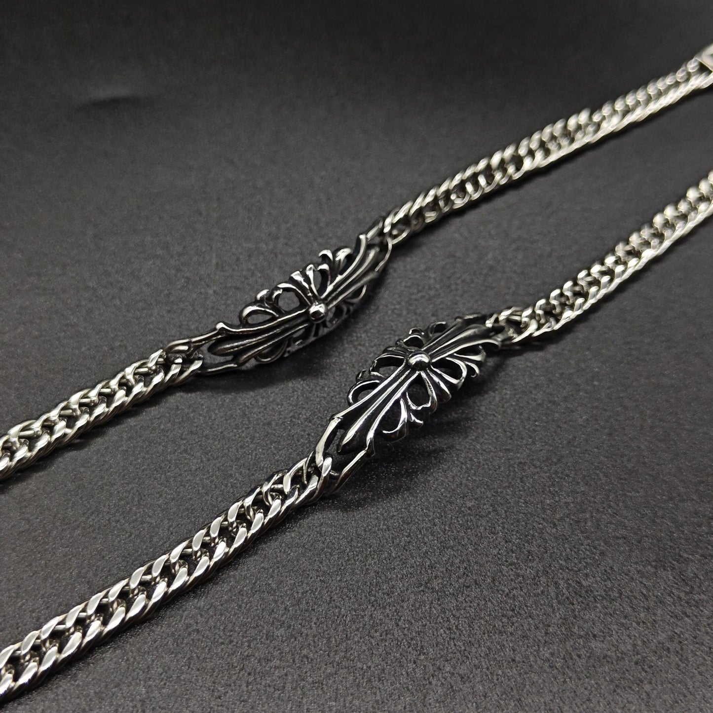 Chrome Hearts curved cross flower S925 bracelet