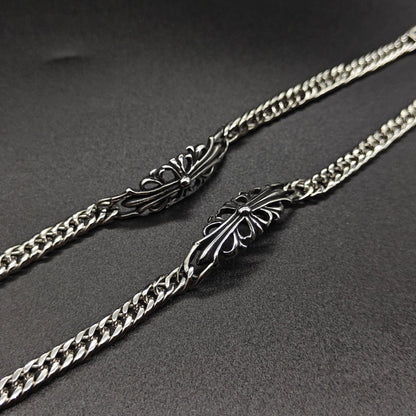 Chrome Hearts curved cross flower S925 bracelet