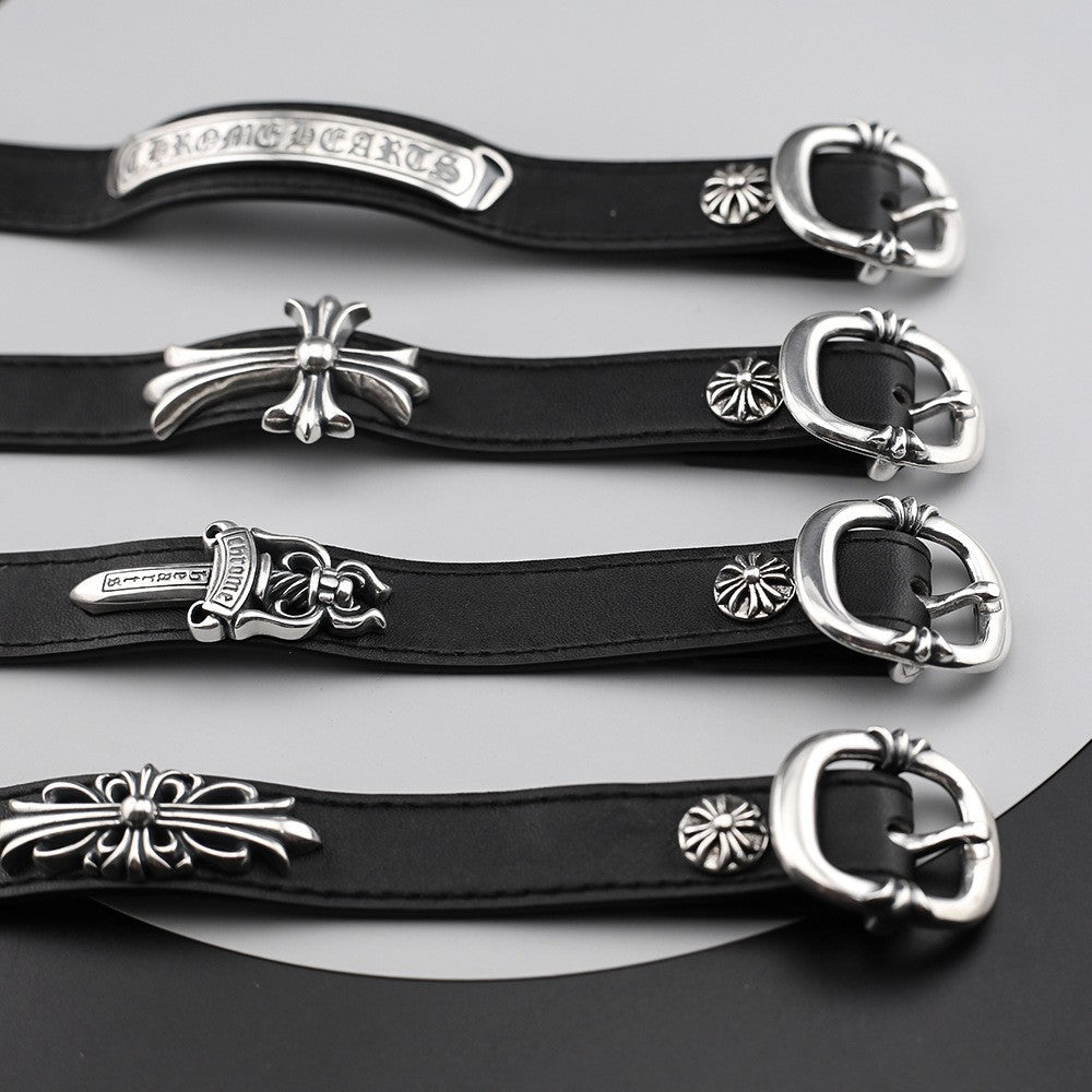 Chrome Hearts Cuff Plate Gunslinger  Leather Bracelet For Men