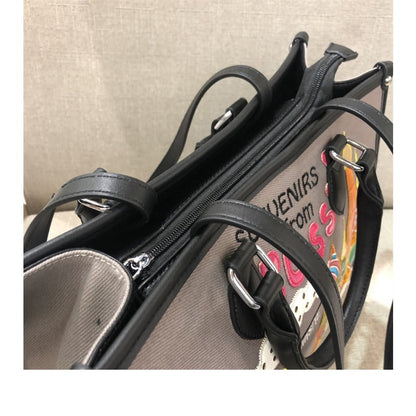 Chh Chrome Heart Leather Bag Splicing Embroidered Tote Bag