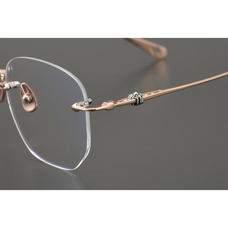 CHH Chrome Hearts Glasses Ultra Light Titanium Frameless Wide Myopia Glasses Frame