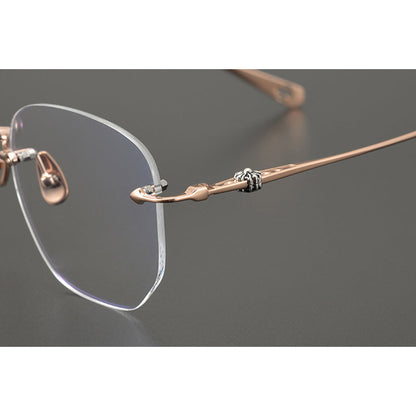 CHH Chrome Hearts Glasses Ultra Light Titanium Frameless Wide Myopia Glasses Frame