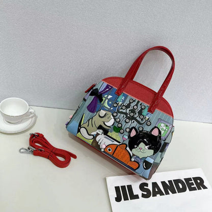Chh Chrome Heart Leather Bag Fashion Cartoon Print